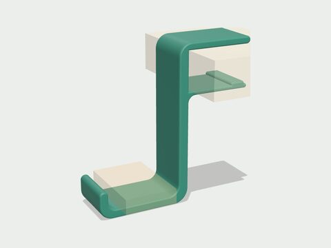 One-piece slide-on desk headphone holder