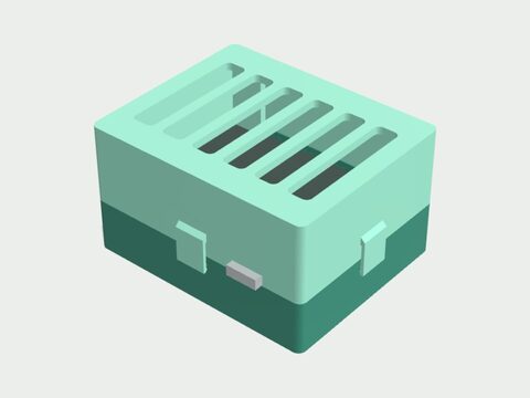 Two-piece vented enclosure sized to a rectangular PCB