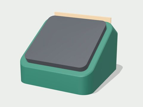 Tilted card-reader cradle with business-card pocket